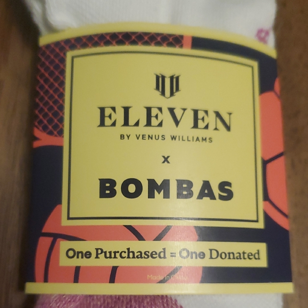 Bombas X Eleven by Venus Williams White and Pink Lotus Athletic Socks Medium - Picture 2 of 6